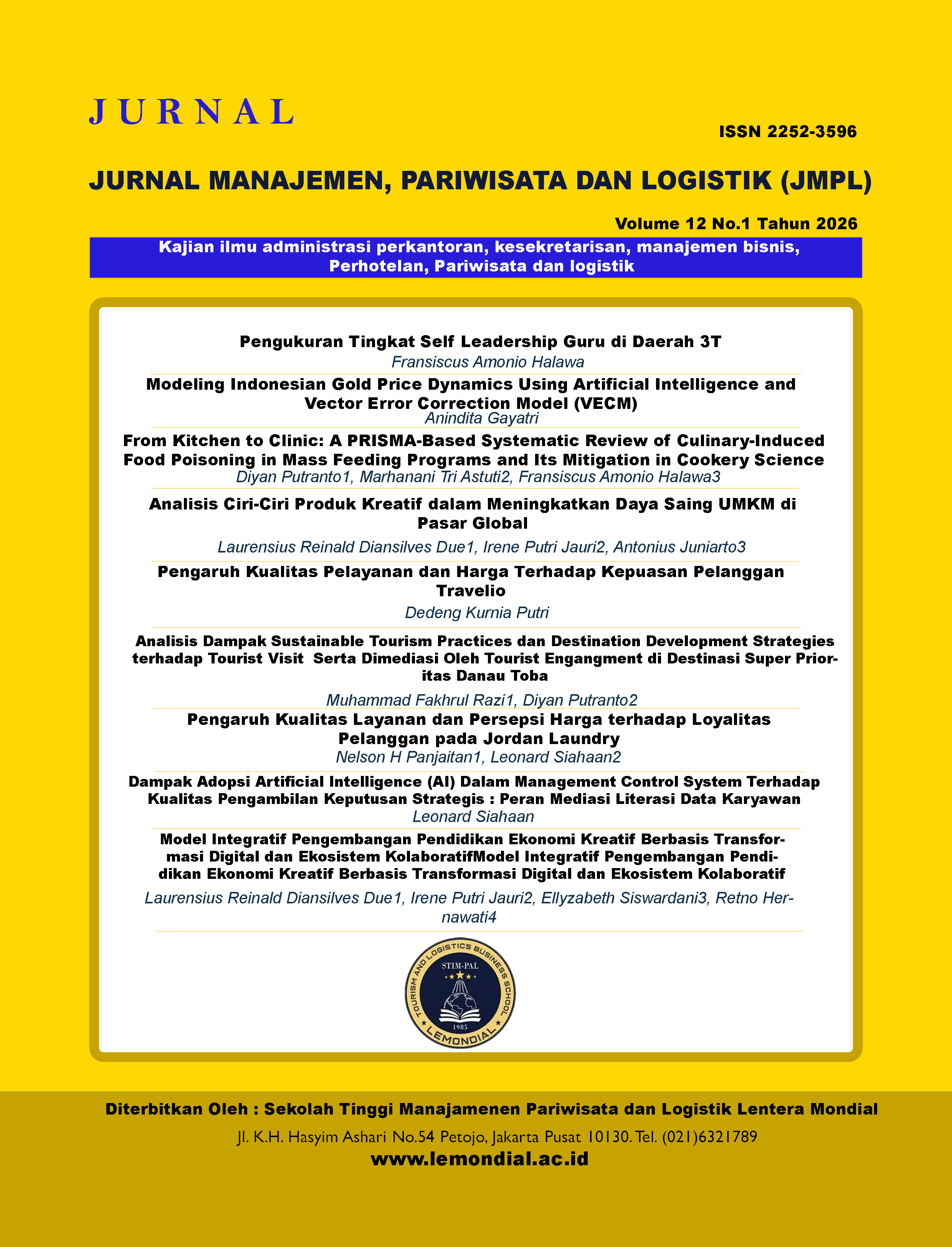					View Vol. 12 No. 1 (2026): Jurnal Manajemen Pariwisata dan Logistik (JMPL)
				